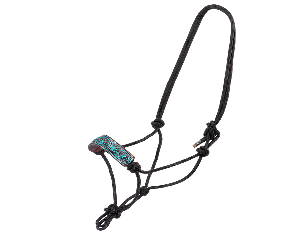 Fort Worth Rope Halter Leather Nose - Turquoise Flower – Greg Grant