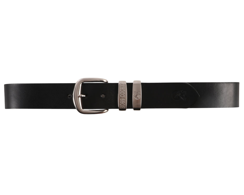 Boss Cocky Muster Belt with Double Keeper - Black Leather