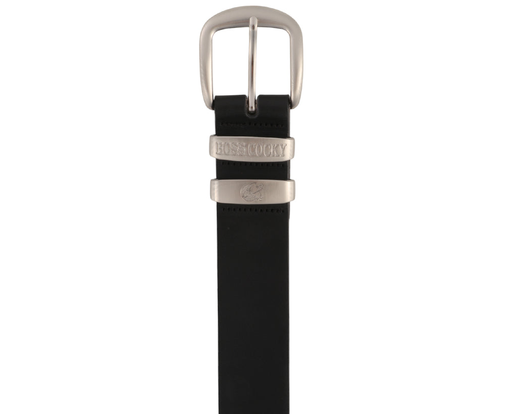 Boss Cocky Muster Belt with Double Keeper - Black Leather