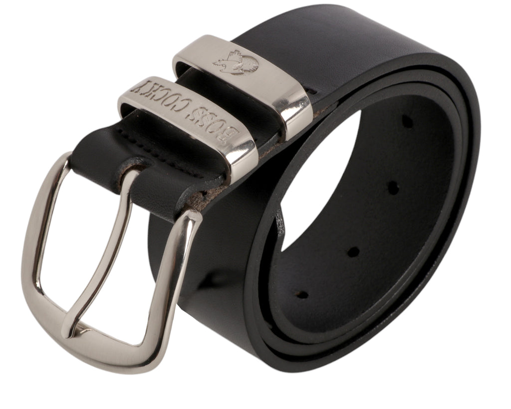 Boss Cocky Muster Belt with Double Keeper - Black Leather