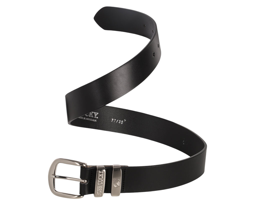 Boss Cocky Muster Belt with Double Keeper - Black Leather