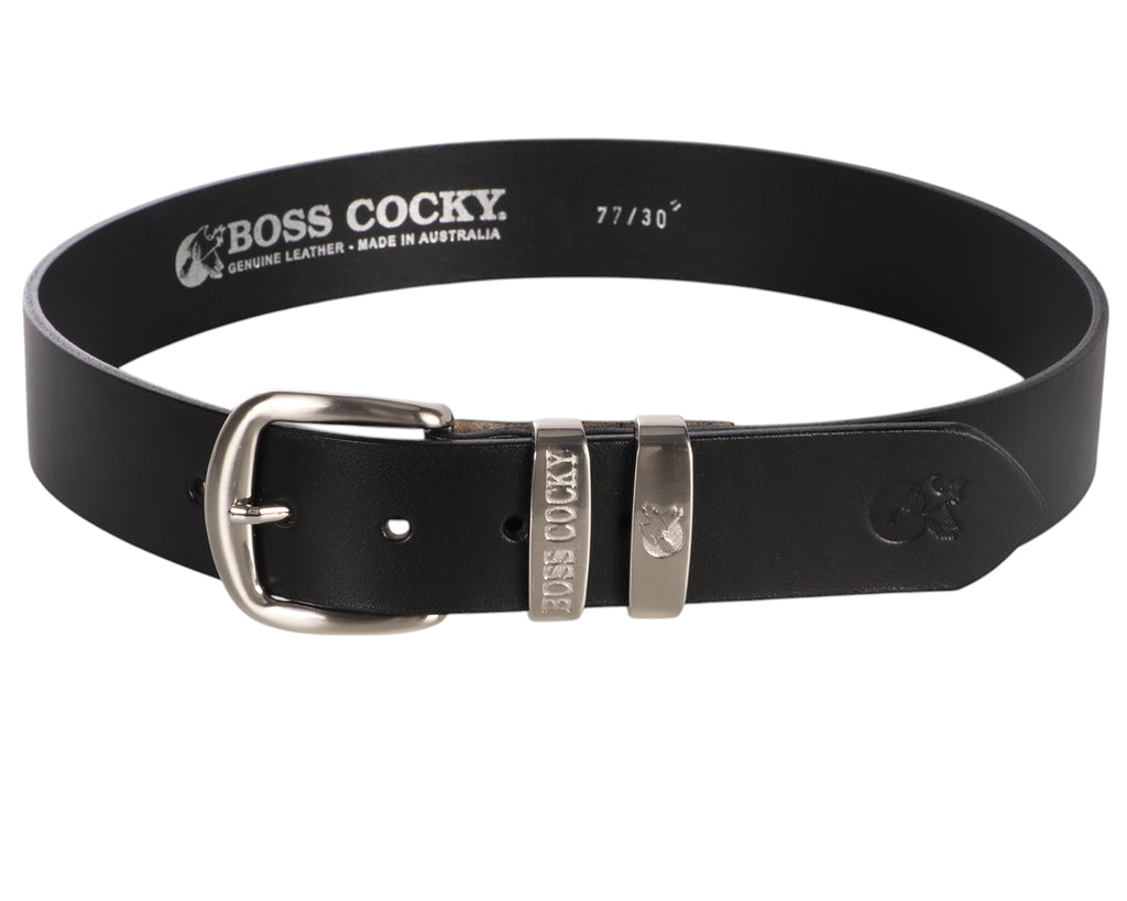 Boss Cocky Muster Belt with Double Keeper - Black Leather