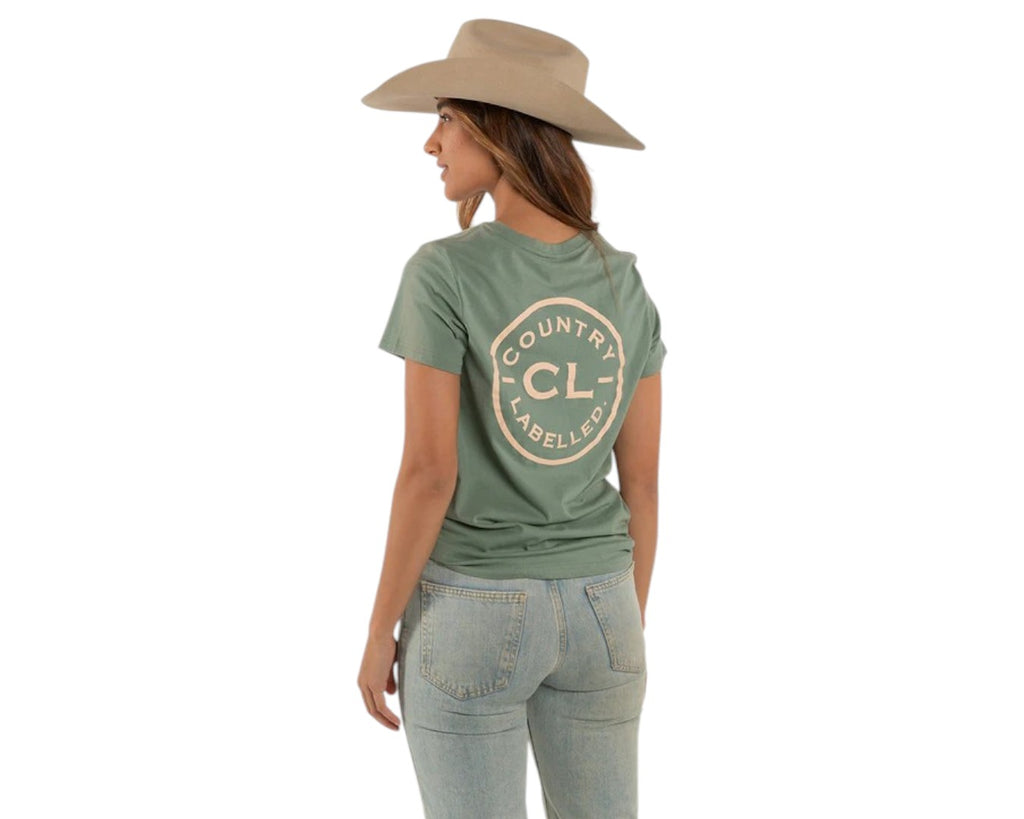 Country Labelled Signature Womens Tee - Sage