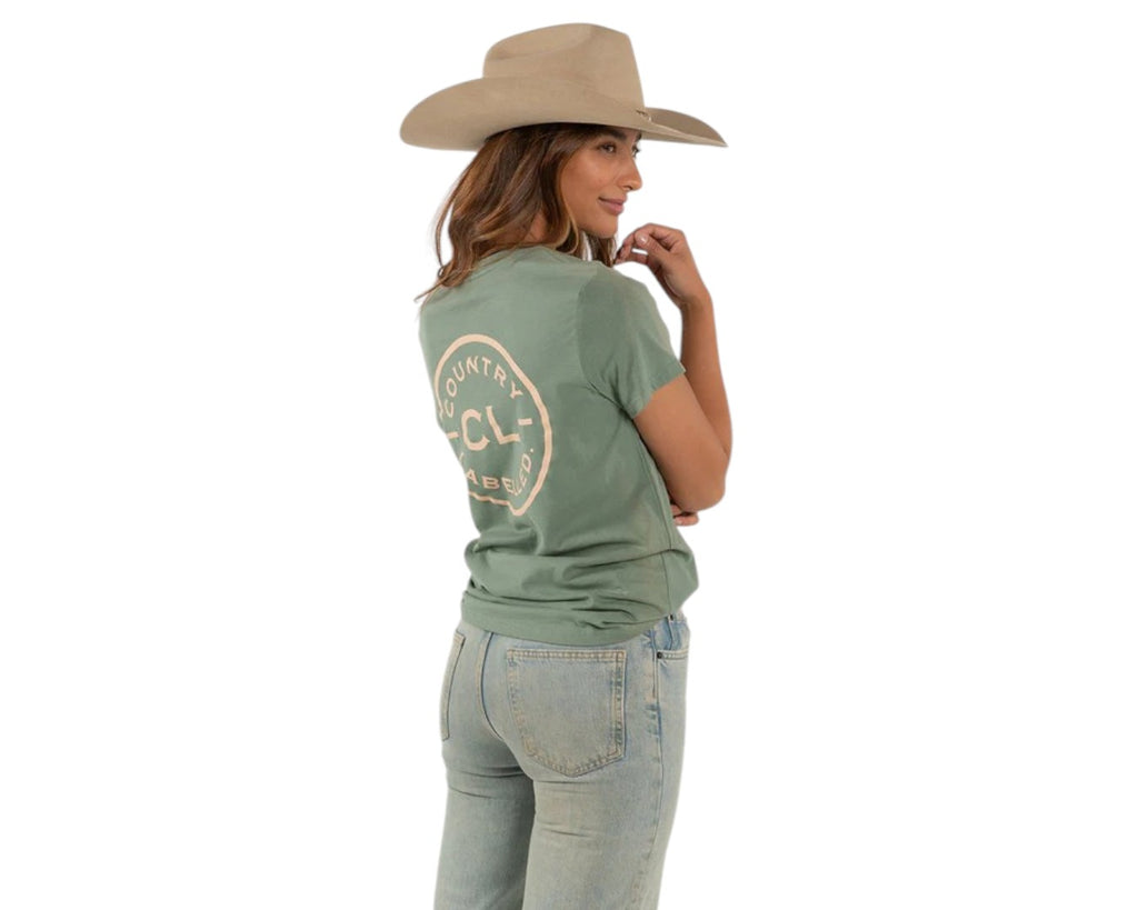 Country Labelled Signature Womens Tee - Sage