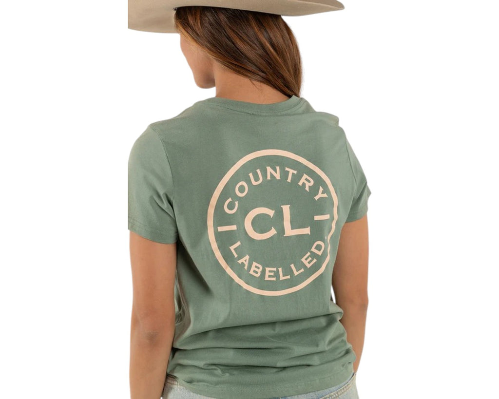 Country Labelled Signature Womens Tee - Sage