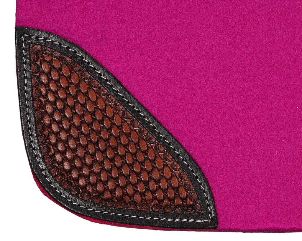 Fort Worth Feather Tooled Felt Saddle Pad - Hot Pink