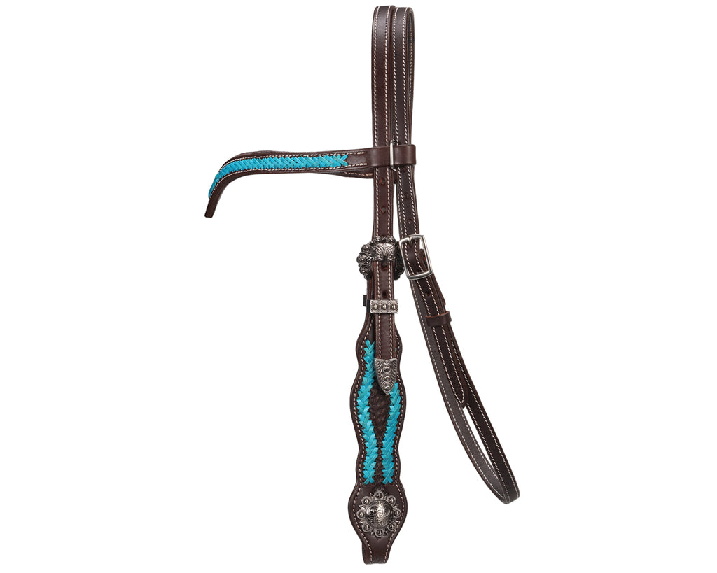 Fort Worth V Brow Headstall - Turquoise Braiding