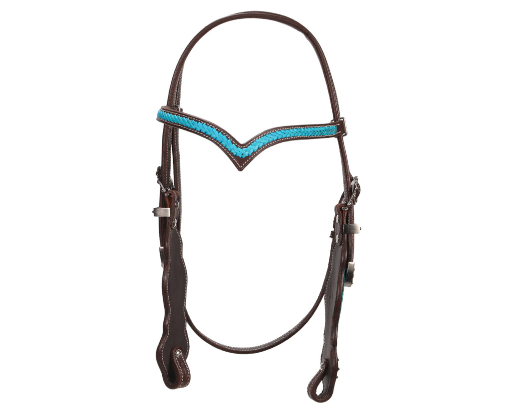 Fort Worth V Brow Headstall - Turquoise Braiding