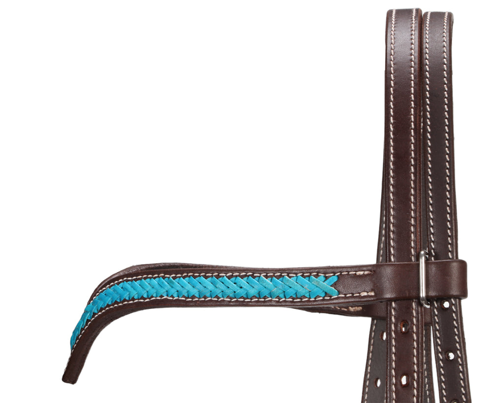 Fort Worth V Brow Headstall - Turquoise Braiding