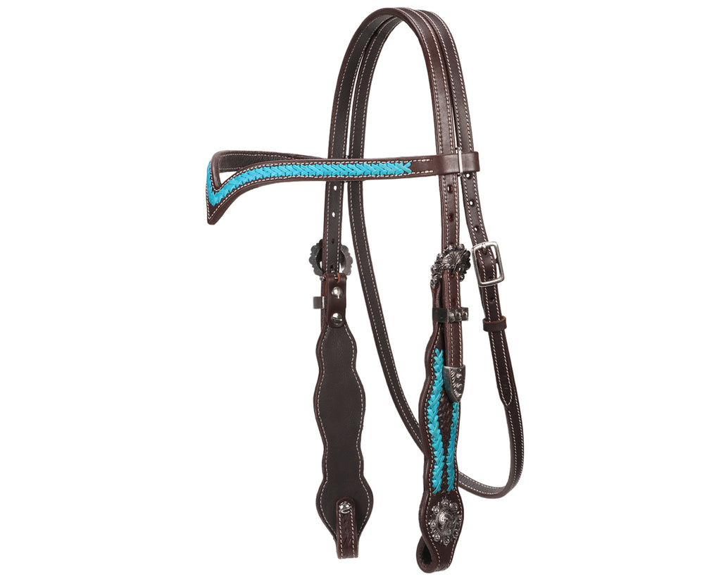 Fort Worth V Brow Headstall - Turquoise Braiding