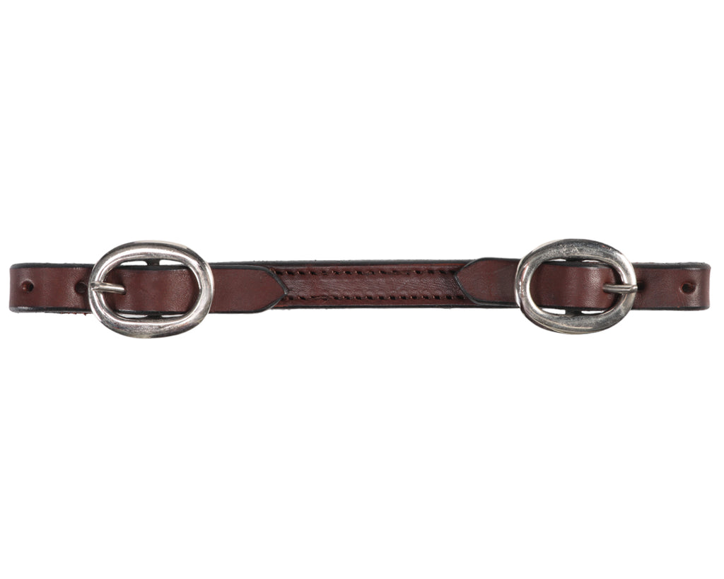 Fort Worth Flat Curb Strap - 5/8" made with Chestnut Leather