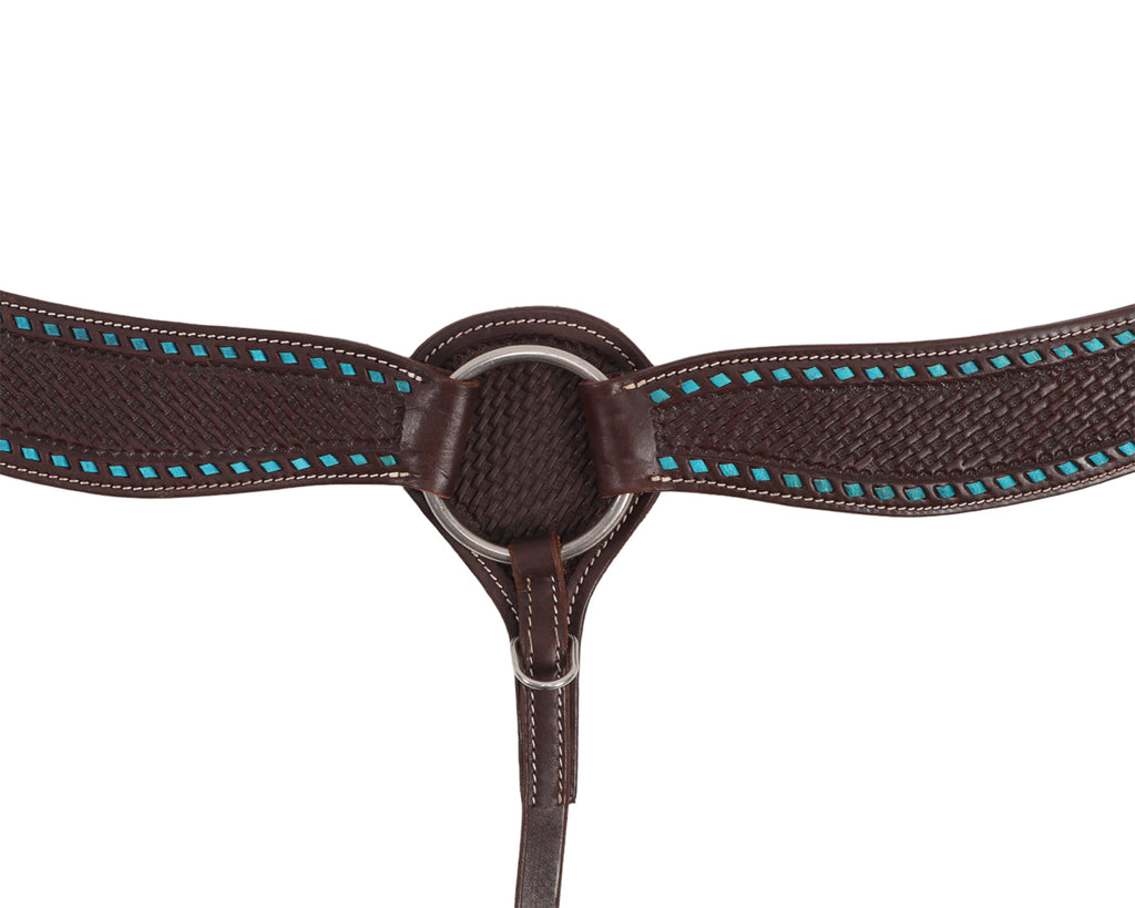 Fort Worth Basket Weave Breastcollar - Turquoise Buckstitched