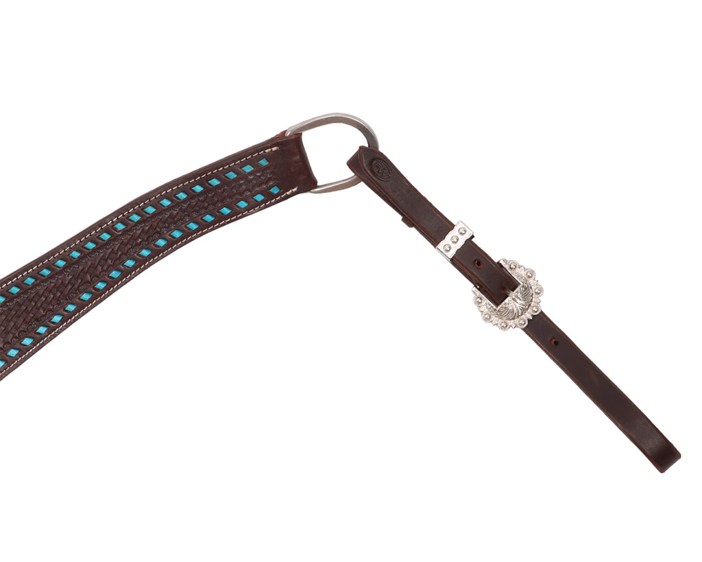 Fort Worth Basket Weave Breastcollar - Turquoise Buckstitched