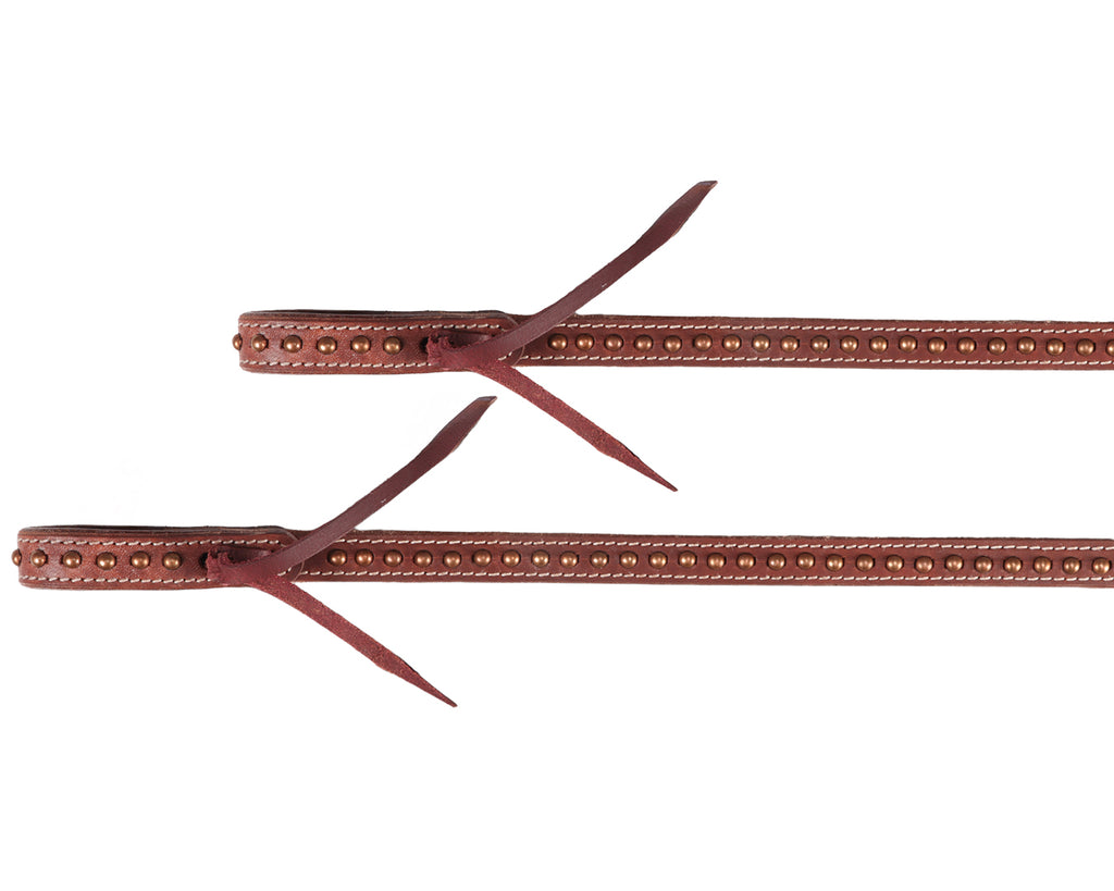 Fort Worth Split Reins w/Water Loops made from Harness Leather with Copper Dots