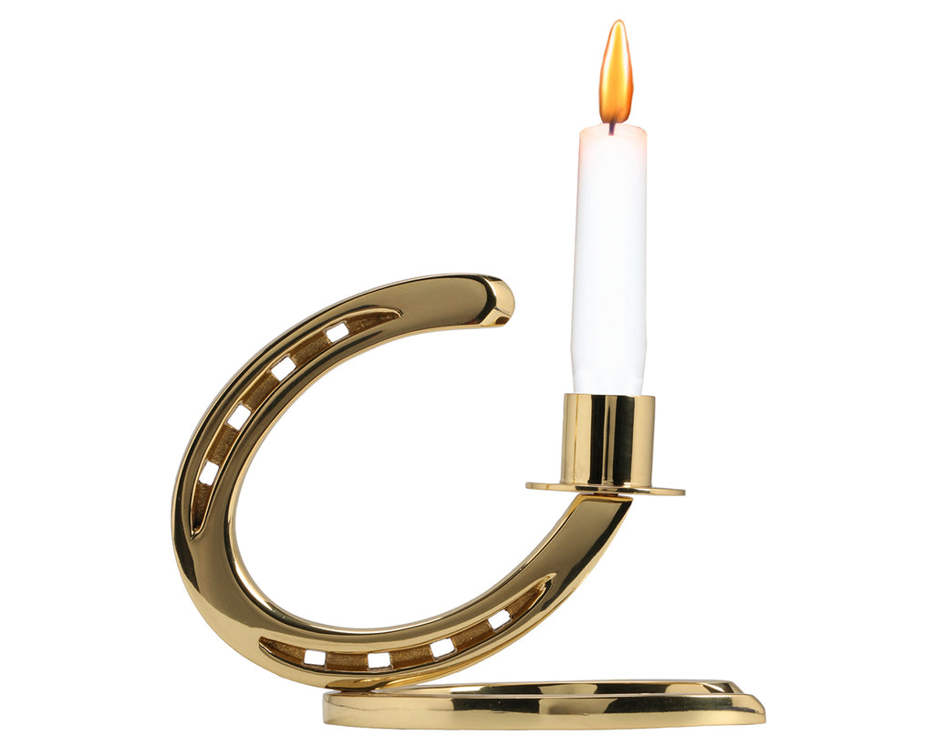 Candle Holder made from Brass Horseshoe stack