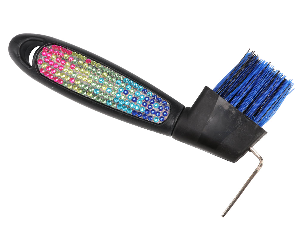 Showmaster Hoof Pick/Brush w/Rainbow Crystal Decoration