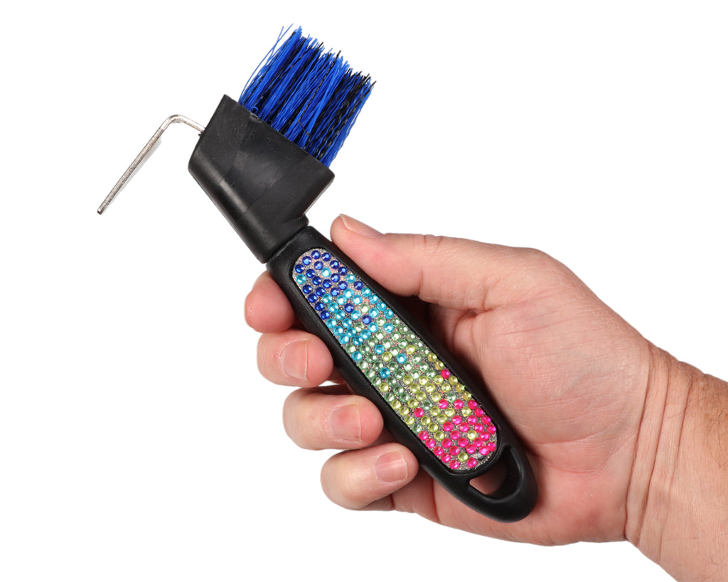 Showmaster Hoof Pick/Brush w/Rainbow Crystal Decoration