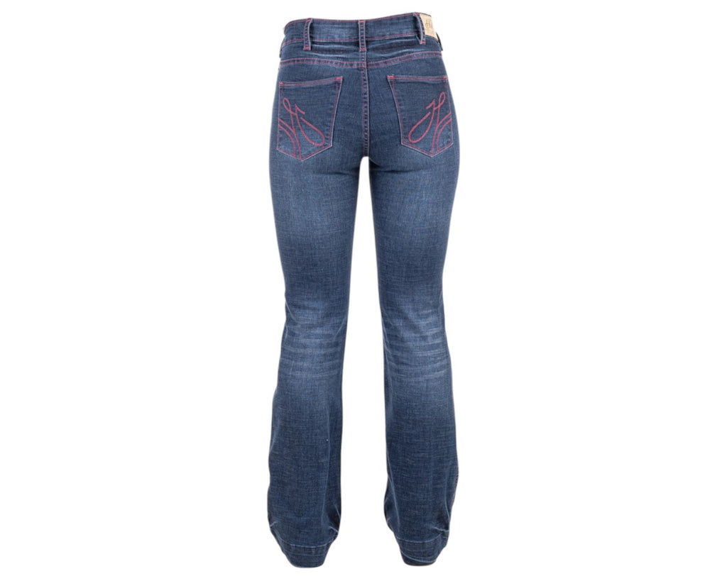 Hitchley & Harrow Trouser Dark Wash "Chicago" Jeans with Hot Pink Stitching