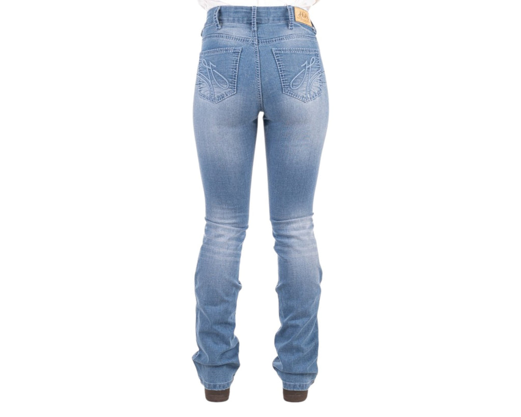 Hitchley & Harrow Ultra High Rise "Dover" Jeans with Baby Blue Stitching