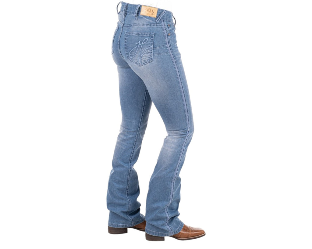 Hitchley & Harrow Ultra High Rise "Dover" Jeans with Baby Blue Stitching