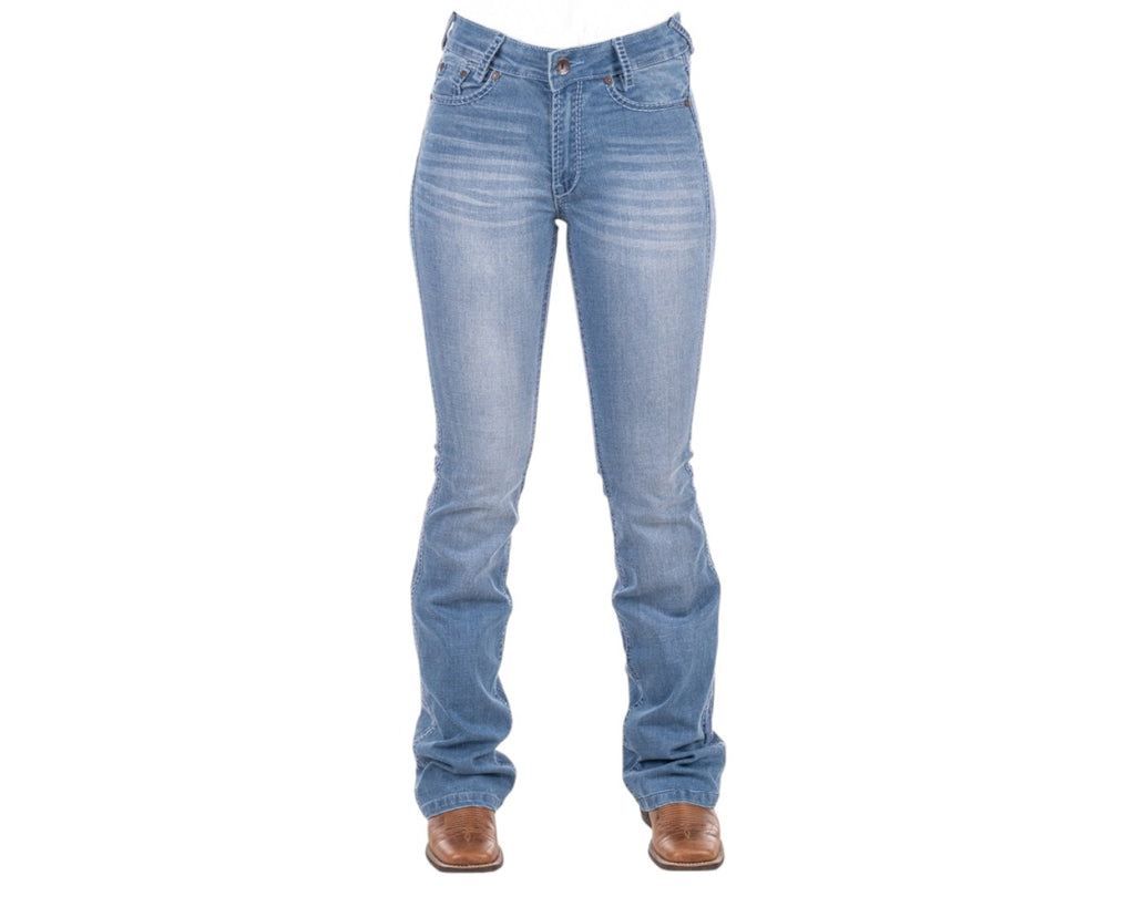 Hitchley & Harrow Ultra High Rise "Dover" Jeans with Baby Blue Stitching