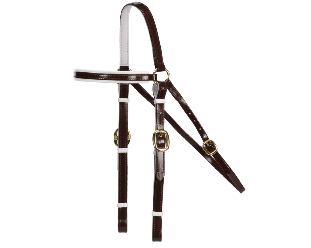 Horse Sense Barcoo Bridle Head - in Brown/White with Brass Fittings