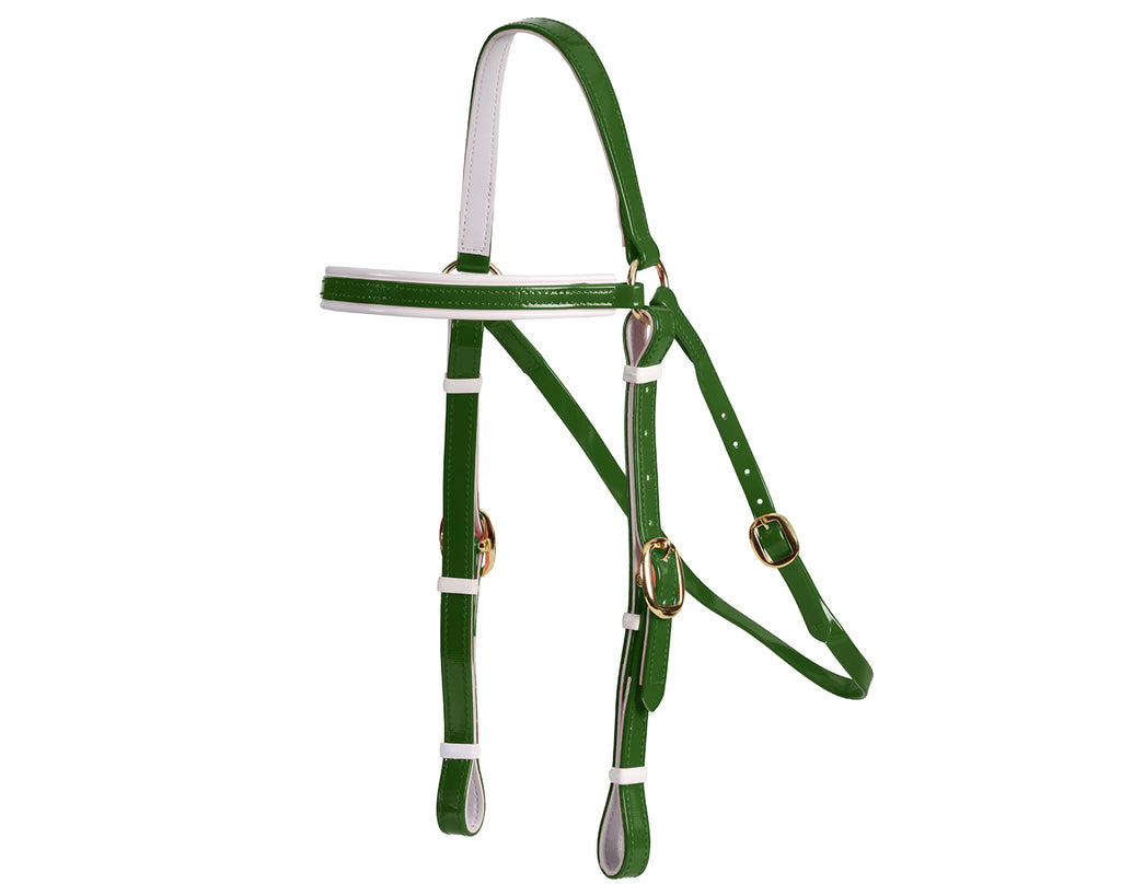 Horse Sense Barcoo Bridle Head - in Hunter Green/White with Brass Fittings