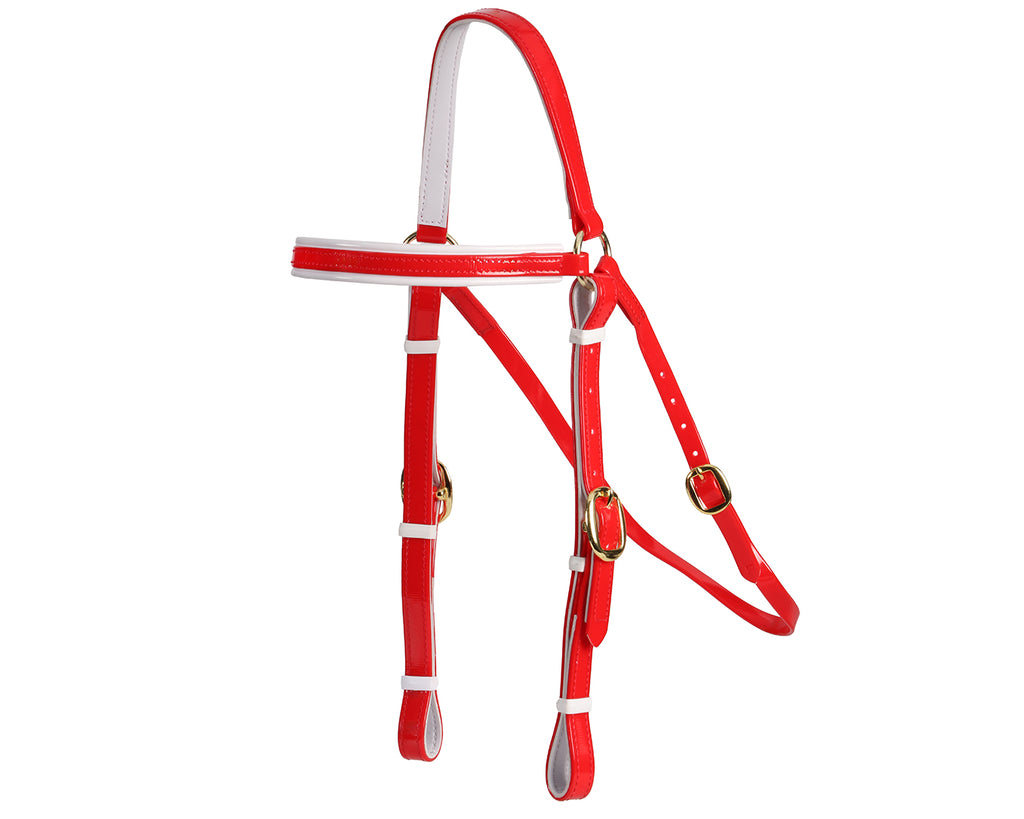 Horse Sense Barcoo Bridle Head - in Red/White with Brass Fittings