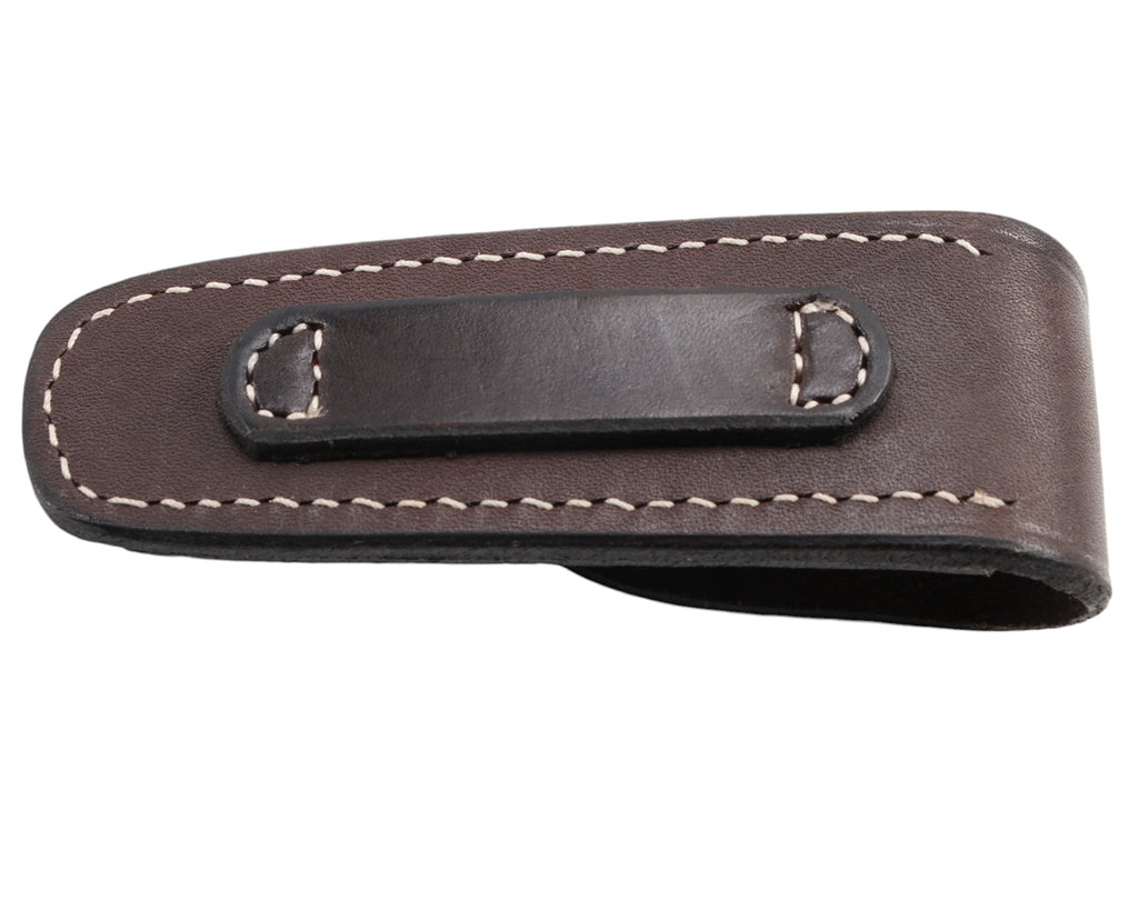 StockMaster Knife Pouch in brown leather, image showing back of pouch