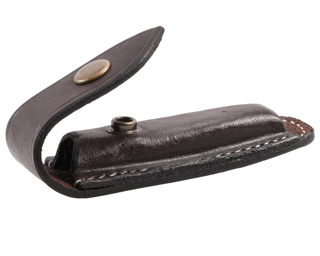 StockMaster Knife Pouch in brown leather, image showing open pouch from the side