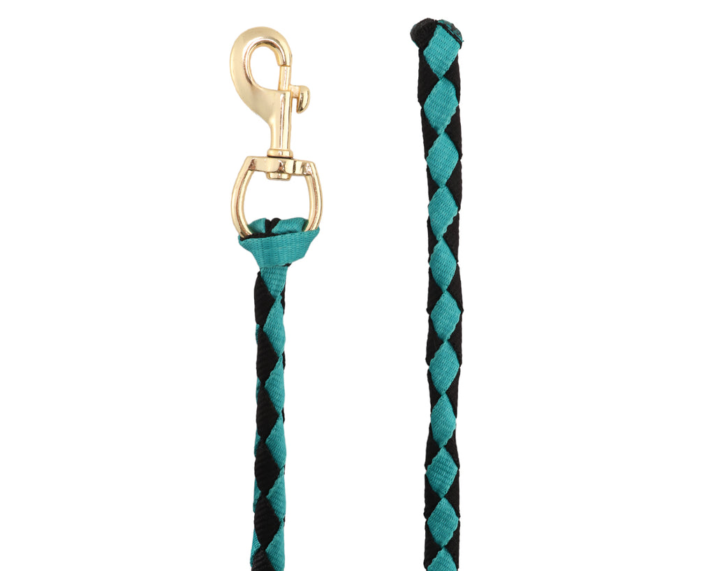 Premium Hand-Braided Poly Lead - Black & Turquoise