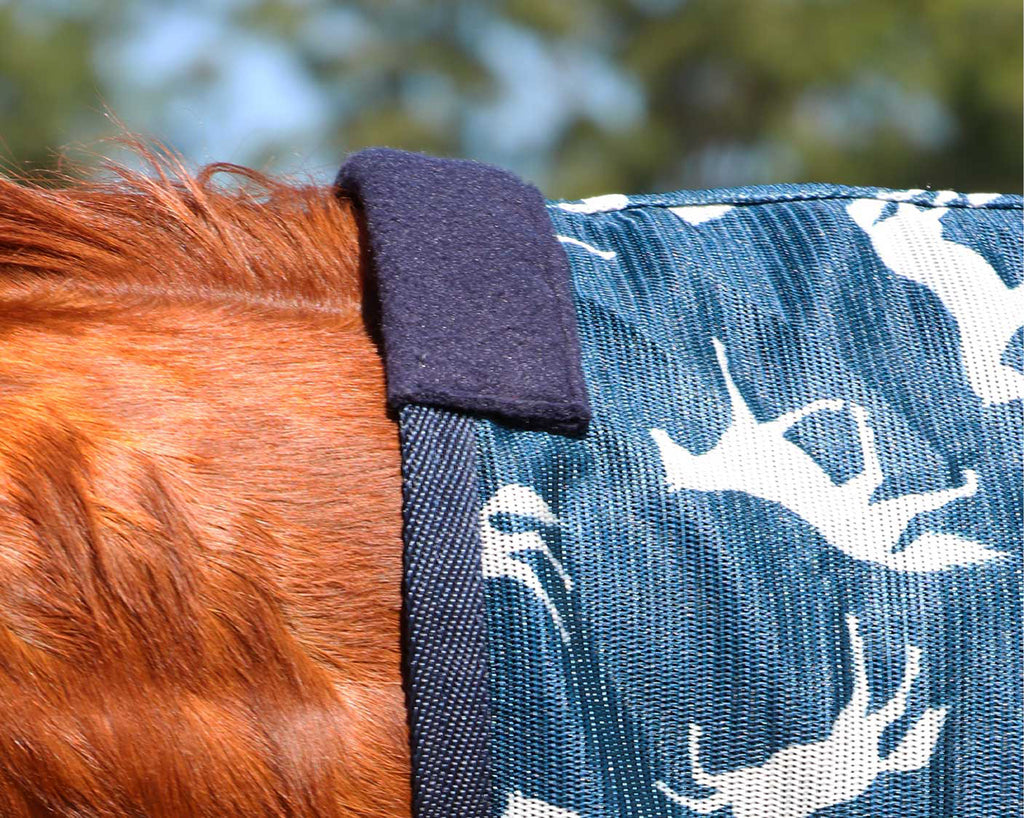 Horsemaster Fly Mesh Horse Rug Combo - image showing fleece at horse's poll