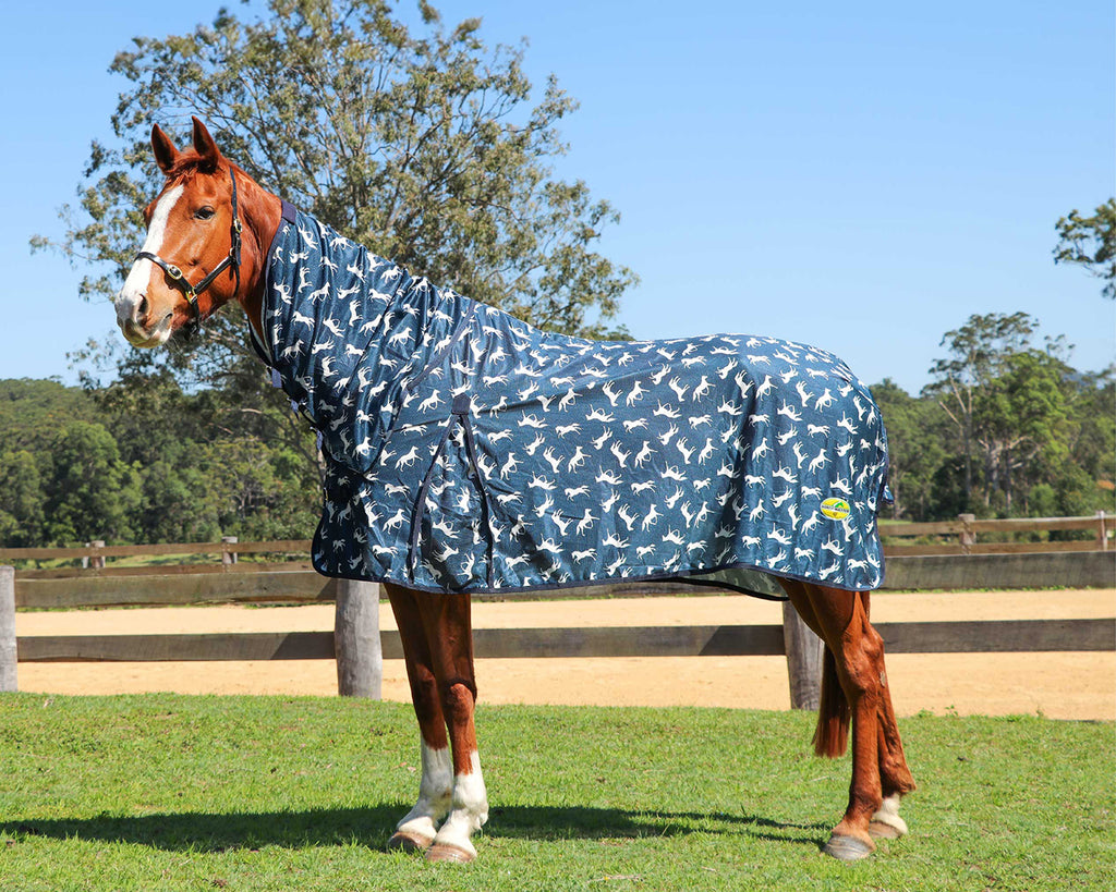 Horsemaster Fly Mesh Horse Print Combo - All-Over Horse Pattern