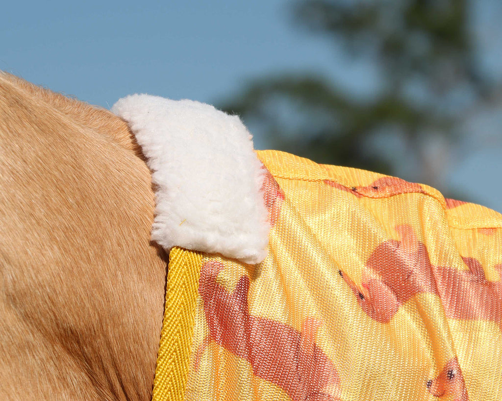 Bobby Fly Mesh Printed Combo 140GSM - Sausage Dog Print, image showing fleece at horse's poll