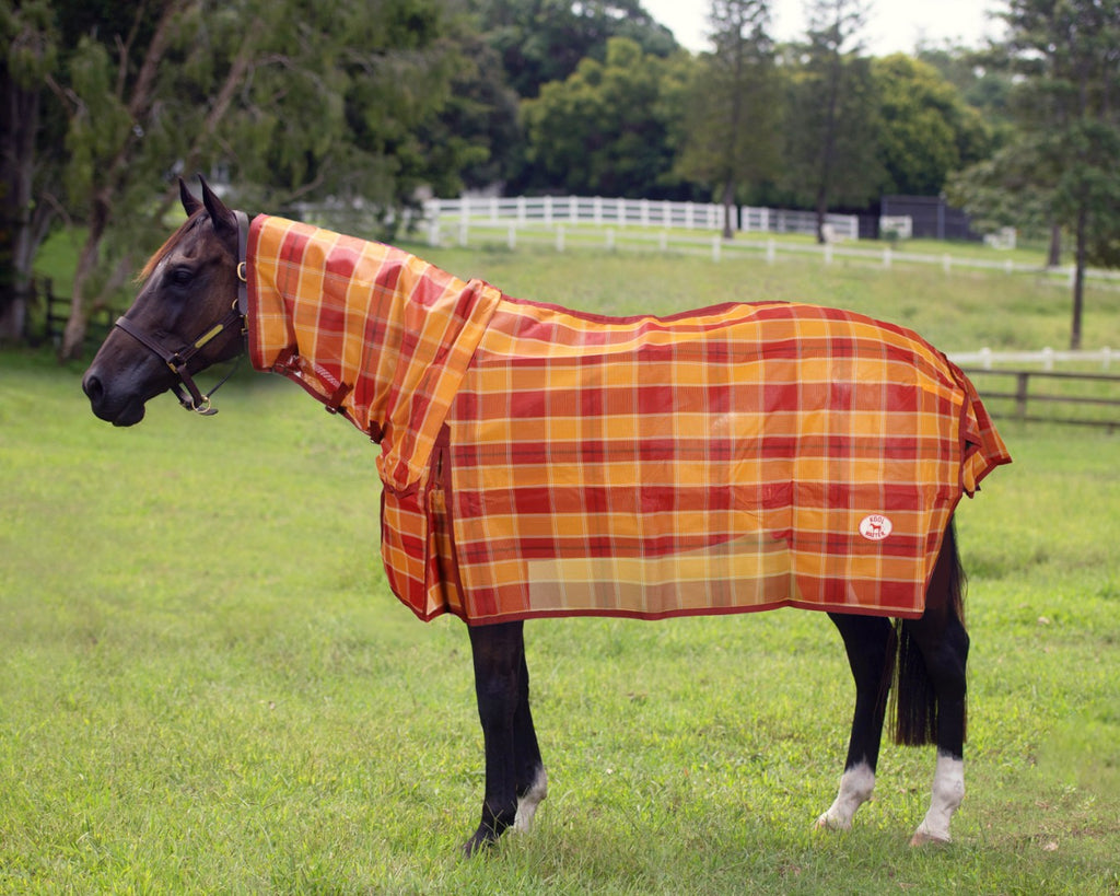 Kool Master PVC Shade Mesh Horse Rug Combo - Red/Amber