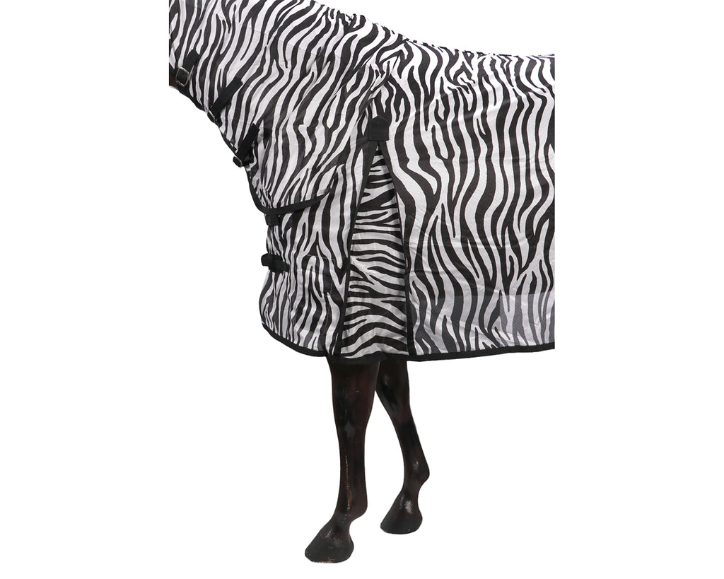 Kool Master Fly Mesh Horse Rug Combo - Zebra Print, image showing shoulder gusset