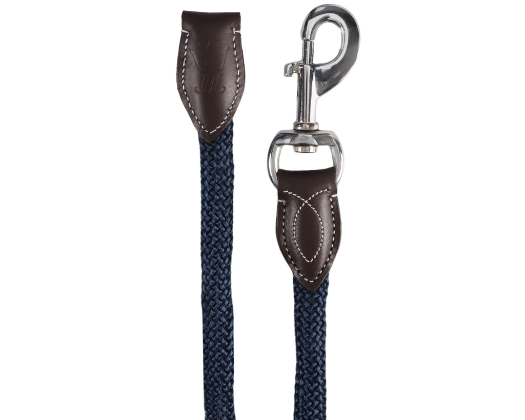 Rope & Leather Lead - Navy and Brown