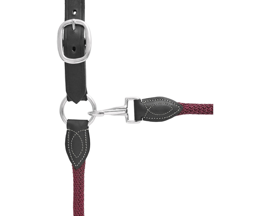 Leather and Rope Halter- Black and Burgundy