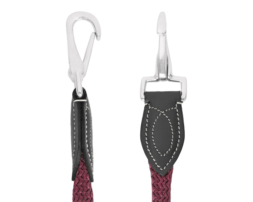 Leather and Rope Halter - Black and Burgundy