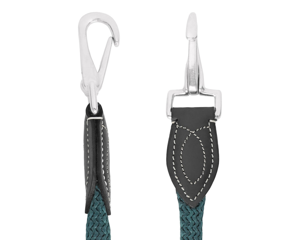 Leather and Rope Halter - Hunter Green and Black