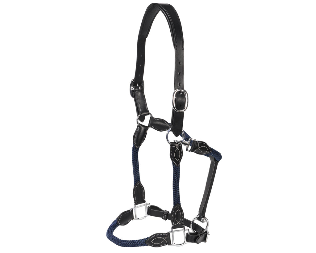 Leather and Rope Halter - Navy and Black