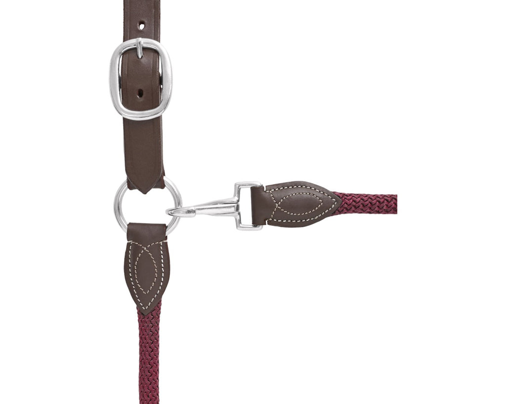 Leather and Rope Halter - Burgundy and Brown