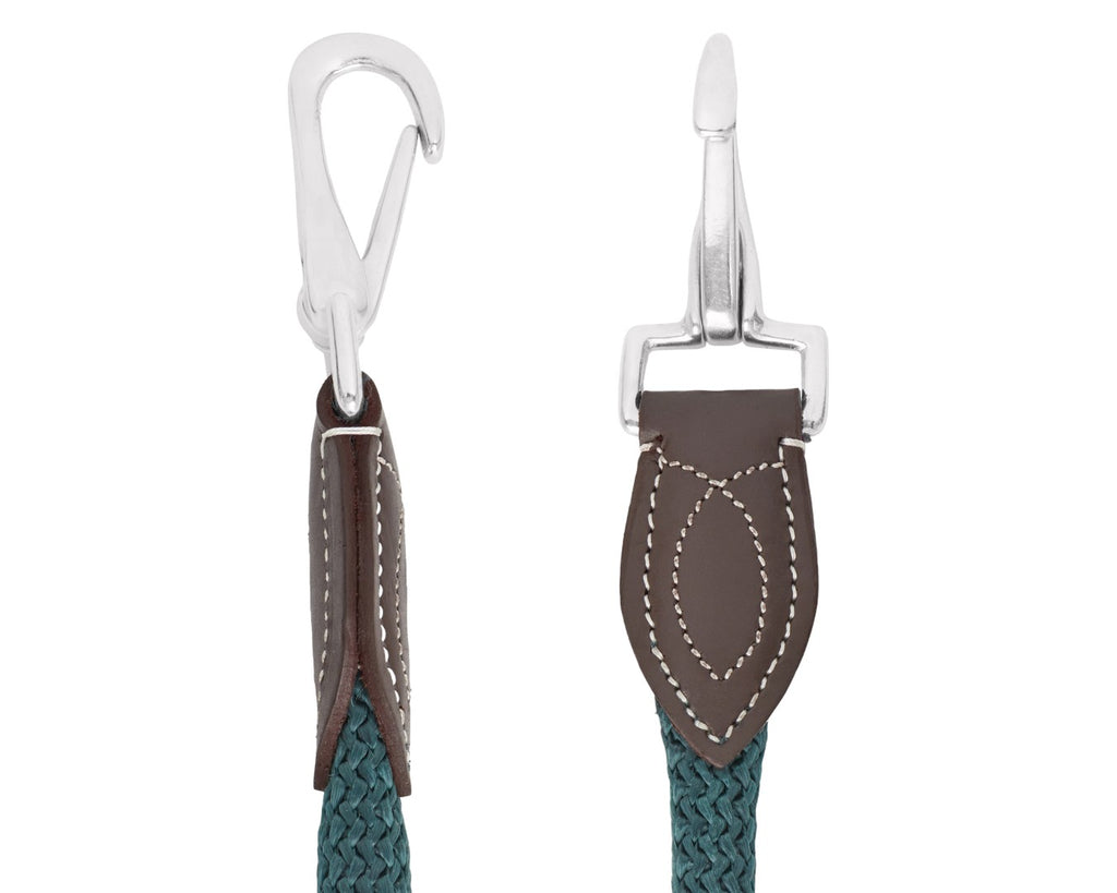 Leather and Rope Halter - Hunter Green and Brown