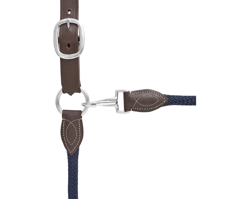 Leather and Rope Halter - Navy and Brown