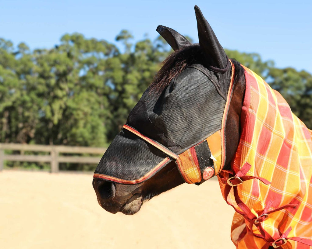 Kool Master PVC Shade Mesh Fly Mask - Red Amber PVC 