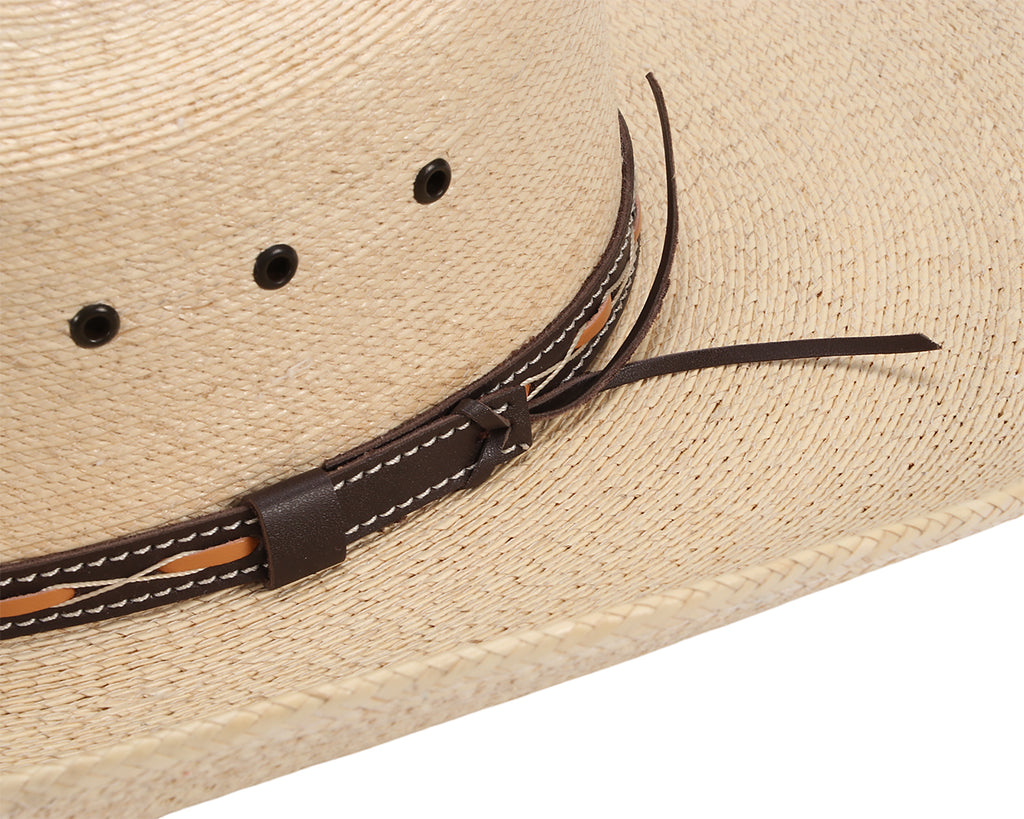 Stetson Square Straw Tripilla Hat, image showing close up of hat band