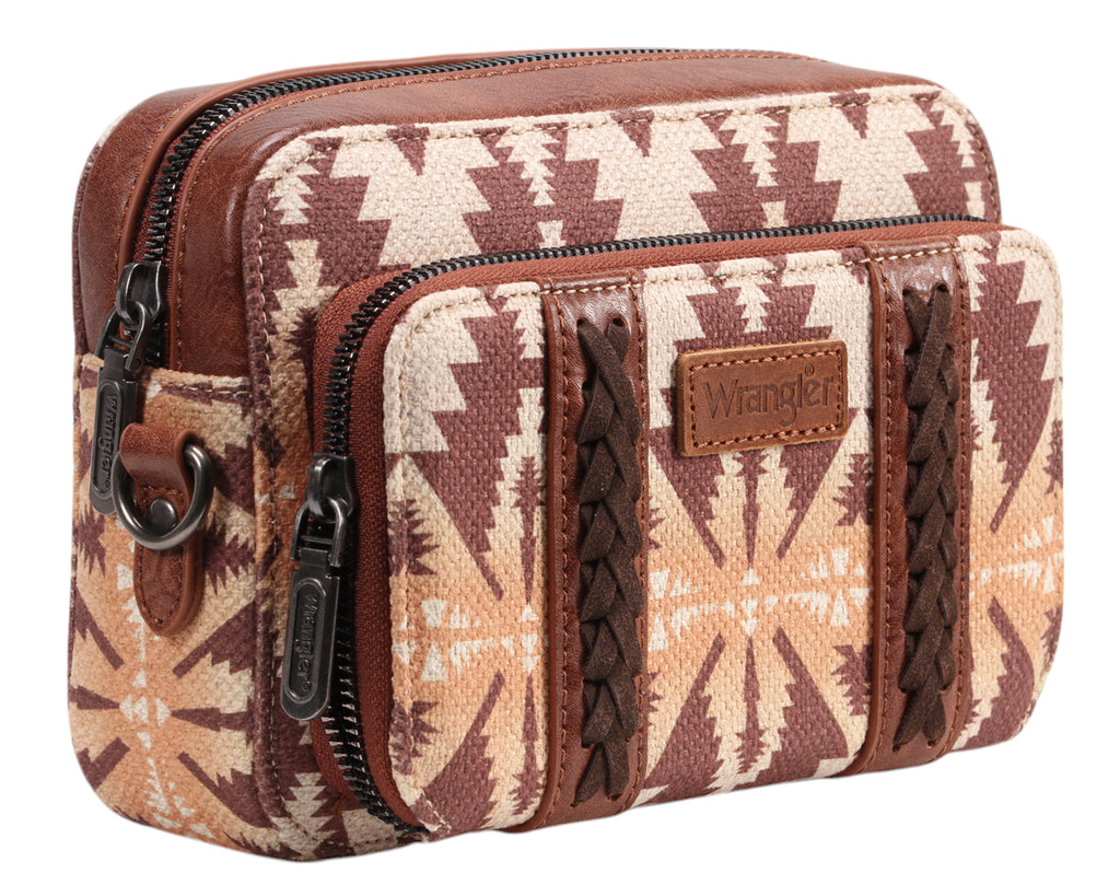 Wrangler Southwestern Crossbody Wallet Bag - Coffee