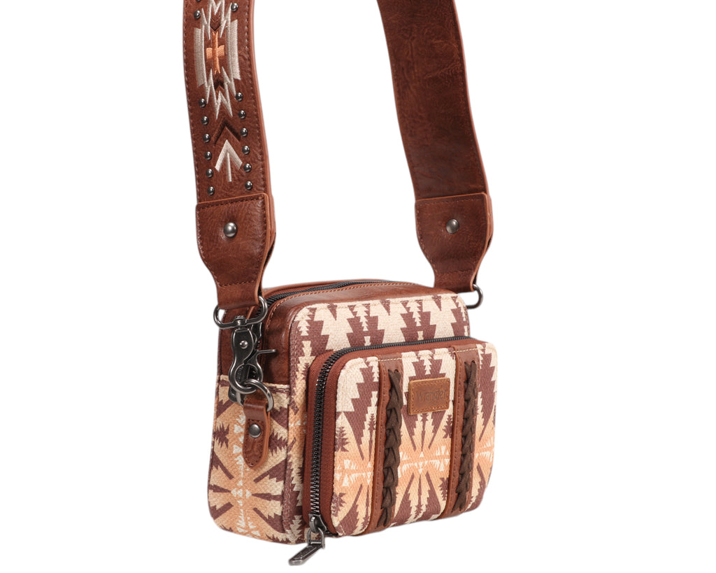 Wrangler Southwestern Crossbody Wallet Bag - Coffee