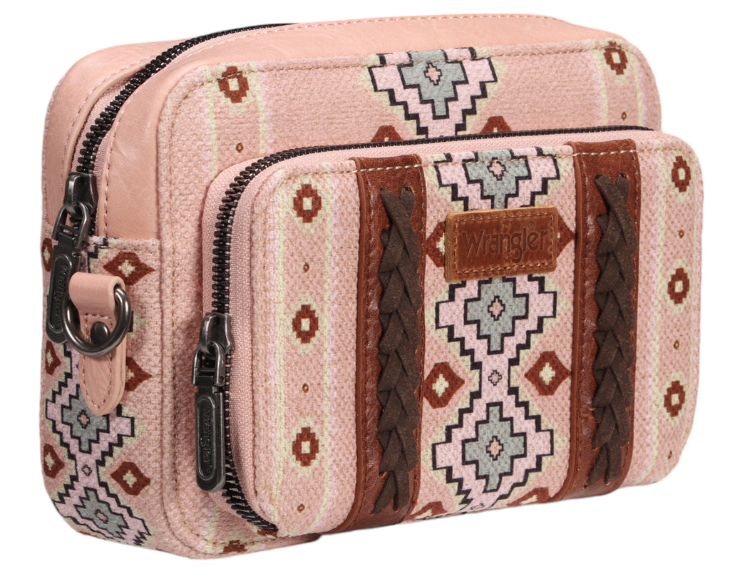 Wrangler Southwestern Crossbody Wallet Bag - Pink