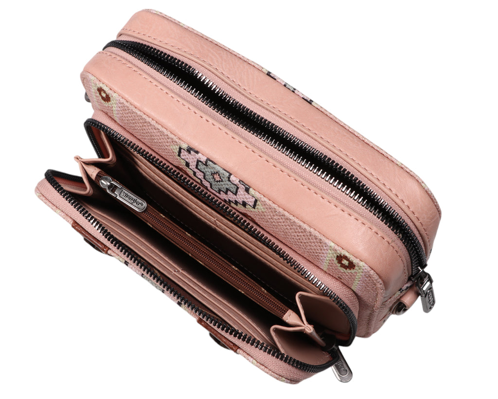 Wrangler Southwestern Crossbody Wallet Bag - Pink